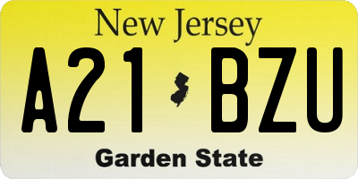 NJ license plate A21BZU