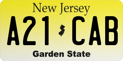 NJ license plate A21CAB