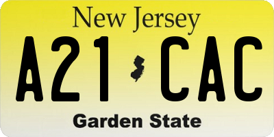 NJ license plate A21CAC