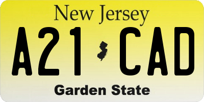 NJ license plate A21CAD