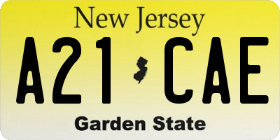 NJ license plate A21CAE