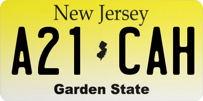 NJ license plate A21CAH