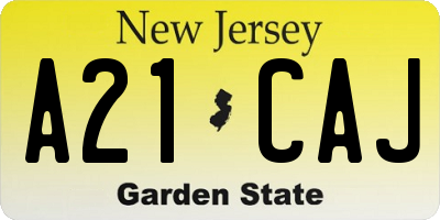 NJ license plate A21CAJ