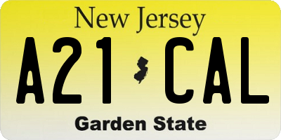NJ license plate A21CAL