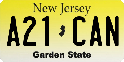 NJ license plate A21CAN