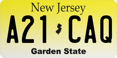 NJ license plate A21CAQ
