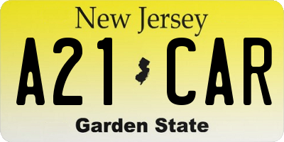 NJ license plate A21CAR