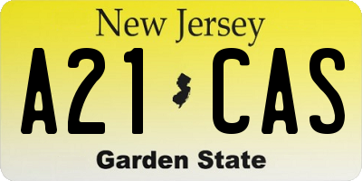 NJ license plate A21CAS