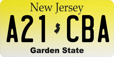 NJ license plate A21CBA
