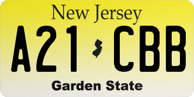 NJ license plate A21CBB