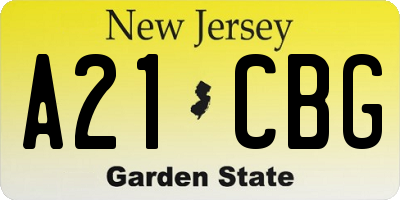 NJ license plate A21CBG