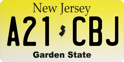NJ license plate A21CBJ