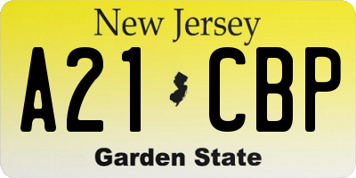 NJ license plate A21CBP