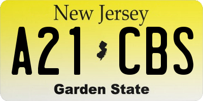 NJ license plate A21CBS