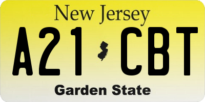 NJ license plate A21CBT