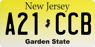 NJ license plate A21CCB