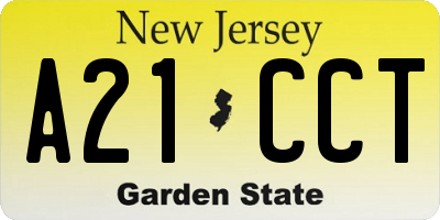 NJ license plate A21CCT