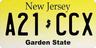 NJ license plate A21CCX