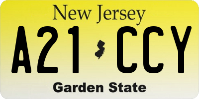 NJ license plate A21CCY