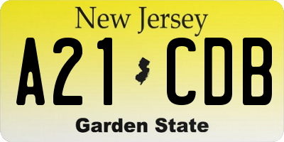 NJ license plate A21CDB