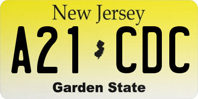 NJ license plate A21CDC