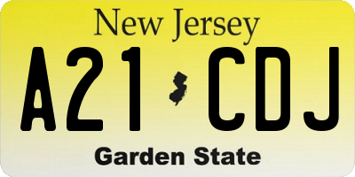 NJ license plate A21CDJ