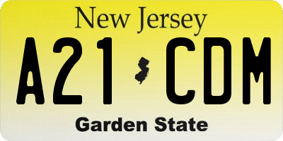 NJ license plate A21CDM