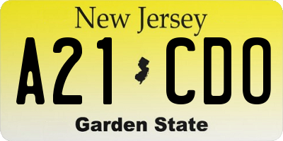 NJ license plate A21CDO