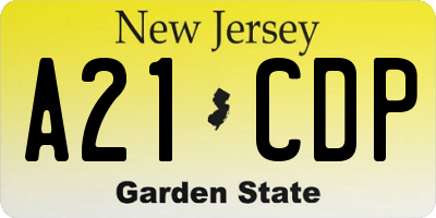 NJ license plate A21CDP