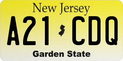 NJ license plate A21CDQ