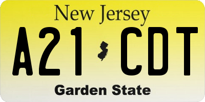 NJ license plate A21CDT
