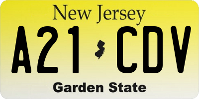 NJ license plate A21CDV