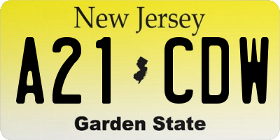 NJ license plate A21CDW