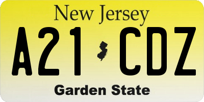 NJ license plate A21CDZ