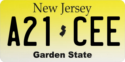 NJ license plate A21CEE