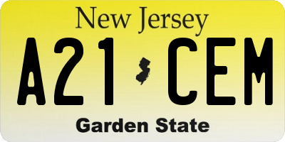 NJ license plate A21CEM