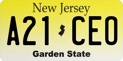NJ license plate A21CEO