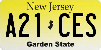 NJ license plate A21CES