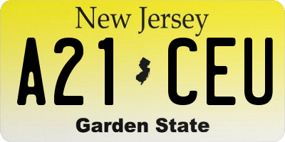 NJ license plate A21CEU