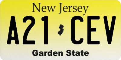 NJ license plate A21CEV