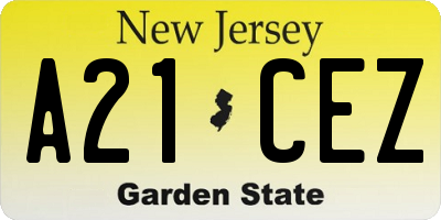 NJ license plate A21CEZ