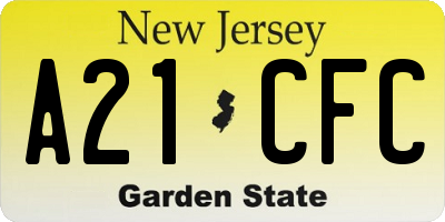 NJ license plate A21CFC