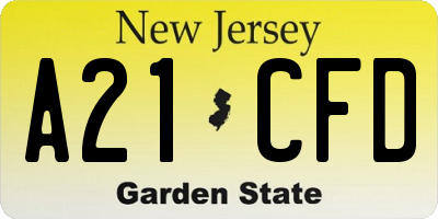 NJ license plate A21CFD