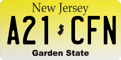 NJ license plate A21CFN