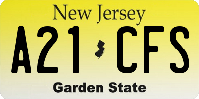 NJ license plate A21CFS