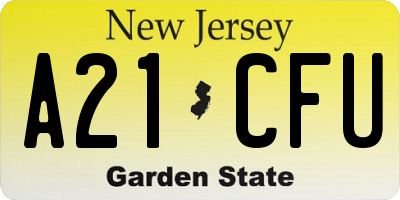 NJ license plate A21CFU