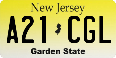 NJ license plate A21CGL