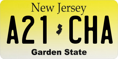 NJ license plate A21CHA
