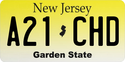 NJ license plate A21CHD