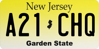 NJ license plate A21CHQ
